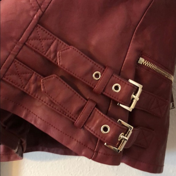 a.n.a Wine Faux Leather Moto Jacket NWOT - Picture 5 of 8